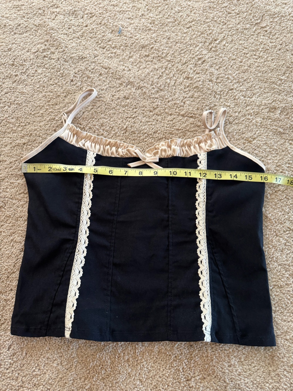 NWOT Black Corset-Style Lace Trim Cami Top- size XL - Picture 7 of 11